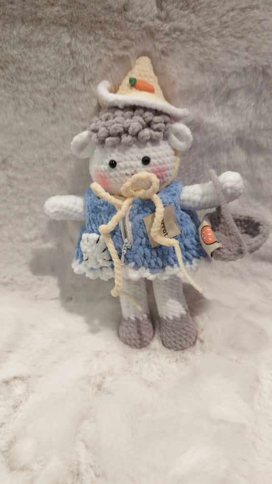 Handmade Crochet Grey Lamb